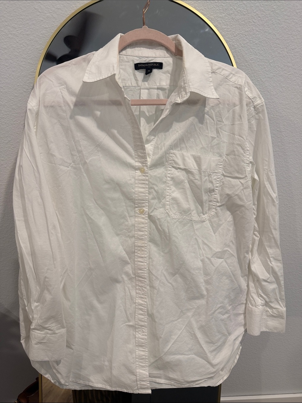 Banana Republic White Long-Sleeve Casual Button-Down Shirt